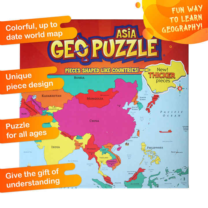 GeoPuzzle Asia, 50 Piece Geography Jigsaw Puzzle