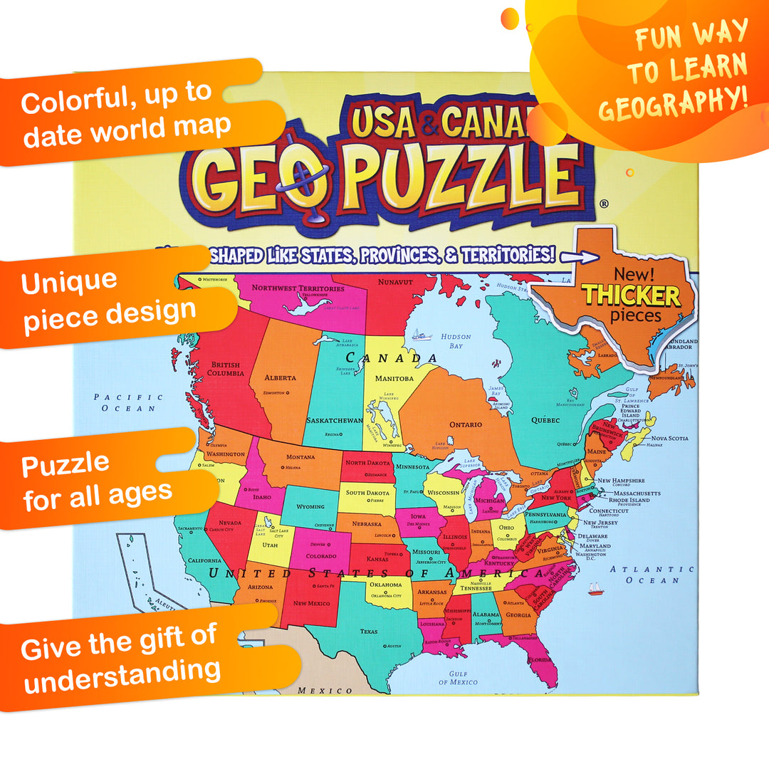 GeoPuzzle USA and Canada, 69 Piece Geography Jigsaw Puzzle